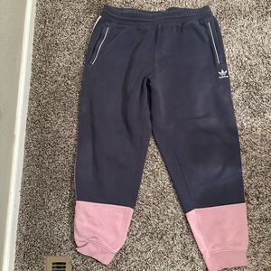 Adidas mens Dark Blue and Light Pink Joggers size XL